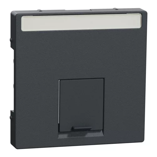 Schneider Electric Merten MEG4573-0414 fedlap, 1xRJ45 aljzathoz, feliratozható  antracit - System-M (M-Plan / M-Pure / M-Smart)