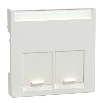 Schneider Electric Merten MEG4574-0319 Fedlap, 2xRJ45 aljzathoz, feliratozható, System-M, polárfehér