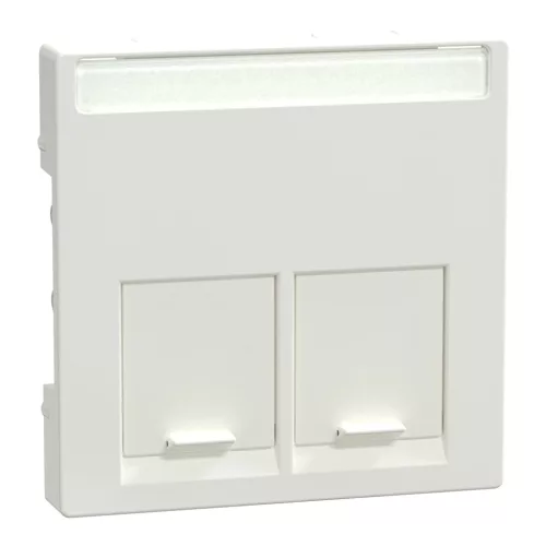 Schneider Electric Merten MEG4574-0319 fedlap, 2xRJ45 aljzathoz, feliratozható  polárfehér - System-M (M-Plan / M-Pure / M-Smart)