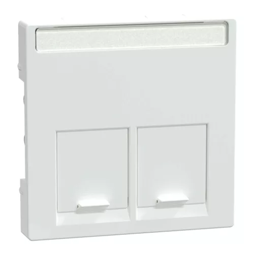 Schneider Electric Merten MEG4574-0325 Fedlap, 2xRJ45 aljzathoz, feliratozható, System-M, aktívfehér