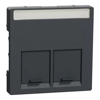 Schneider Electric Merten MEG4574-0414 Fedlap, 2xRJ45 aljzathoz, feliratozható, System-M, antracit