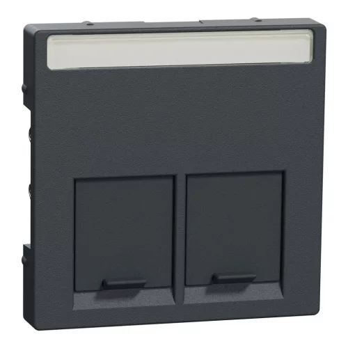 Schneider Electric Merten MEG4574-0414 Fedlap, 2xRJ45 aljzathoz, feliratozható, System-M, antracit