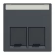 Schneider Electric Merten MEG4574-0414 Fedlap, 2xRJ45 aljzathoz, feliratozható, System-M, antracit