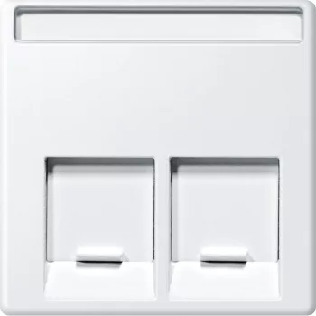   Schneider Electric Merten MEG4574-0419 fedlap, 2xRJ45 aljzathoz, feliratozható  mattfehér - System-M (M-Plan / M-Pure / M-Smart)