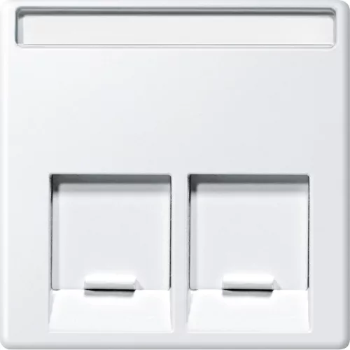 Schneider Electric Merten MEG4574-0419 Fedlap, 2xRJ45 aljzathoz, feliratozható, System-M, mattfehér