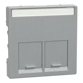 Schneider Electric Merten MEG4574-0460 Fedlap, 2xRJ45 aljzathoz, feliratozható, System-M, alumínium