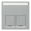 Schneider Electric Merten MEG4574-0460 fedlap, 2xRJ45 aljzathoz, feliratozható  alumínium - System-M (M-Plan / M-Pure / M-Smart)