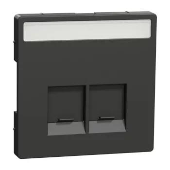 Schneider Electric Merten MEG4574-6034 Fedlap, 2xRJ45 aljzathoz, feliratozható, System-D, antracit