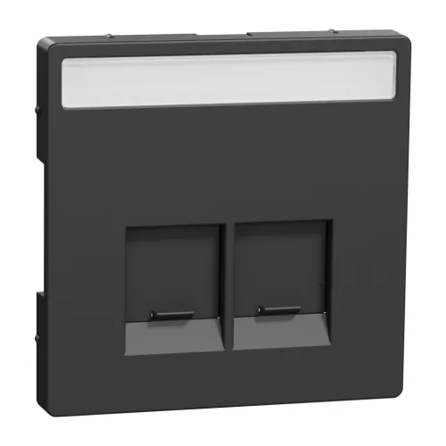Schneider Electric Merten MEG4574-6034 Fedlap, 2xRJ45 aljzathoz, feliratozható, System-D, antracit
