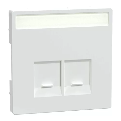 Schneider Electric Merten MEG4574-6035 fedlap, 2xRJ45 aljzathoz, feliratozható  lótuszfehér - System-D (D-Life / D-Antik)