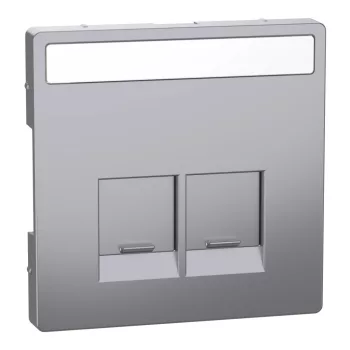 Schneider Electric Merten MEG4574-6036 Fedlap, 2xRJ45 aljzathoz, feliratozható, System-D, acél