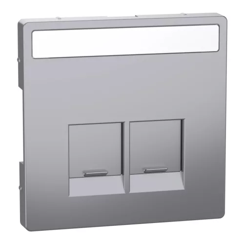 Schneider Electric Merten MEG4574-6036 Fedlap, 2xRJ45 aljzathoz, feliratozható, System-D, acél