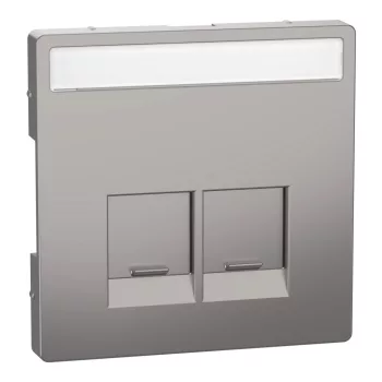   Schneider Electric Merten MEG4574-6050 fedlap, 2xRJ45 aljzathoz, feliratozható  nikkel - System-D (D-Life / D-Antik)