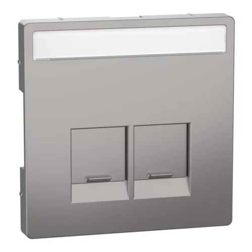 Schneider Electric Merten MEG4574-6050 Fedlap, 2xRJ45 aljzathoz, feliratozható, System-D, nikkel
