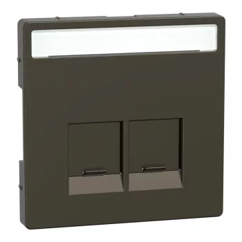   Schneider Electric Merten MEG4574-6052 fedlap, 2xRJ45 aljzathoz, feliratozható  mokka - System-D (D-Life / D-Antik)