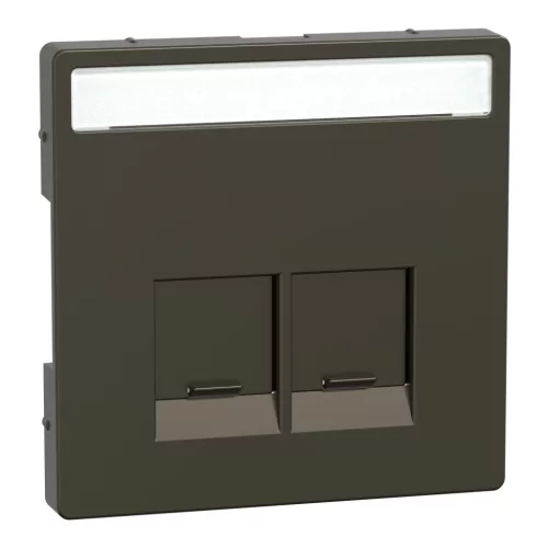 Schneider Electric Merten MEG4574-6052 Fedlap, 2xRJ45 aljzathoz, feliratozható, System-D, mokka