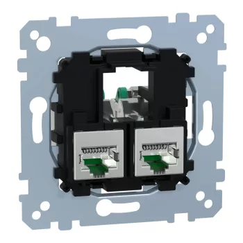   Schneider Electric Merten MEG4576-0022 2xRJ45 Cat6 STP aljzat, fedlap és keret nélkül