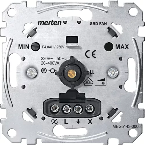 Schneider Electric Merten MEG5143-0000 fordulatszám-szabályzó AC 250 V, 50-60 Hz, max. 2 A, 20 - 400 VA, süllyesztett, burkolat és keret nélkül