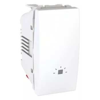   Schneider Unica MGU3.106.18L egypólusú nyomó (N101), 1 modulos, fehér burkolattal, lámpajellel, keret és rögzítőkeret nélkül, rugós bekötés, süllyesztett, 10A 250V