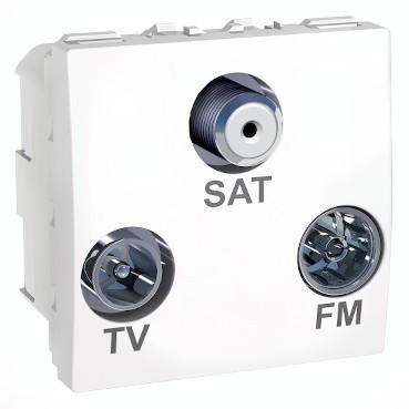 Schneider Unica MGU3.450.18 TV-R-SAT aljzat, végzáró, 2 modulos, fehér burkolattal, keret és rögzítőkeret nélkül, süllyesztett