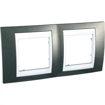   Schneider Unica Plus MGU6.004.824 2-es pezsgőszürke keret fehér betéttel, vízszintes elhelyezéssel