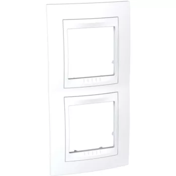   Schneider Unica Plus MGU6.004V.18 2-es fehér keret fehér betéttel, függőleges elhelyezéssel