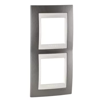   Schneider Unica Plus MGU6.004V.524 2-es pezsgőszürke keret krém betéttel, függőleges elhelyezéssel
