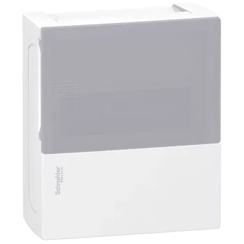 Schneider Resi9 MP MIP12108T kiselosztó, tejüveg hatású átlátszó ajtó, falon kívüli szerelés, 1x8 modul