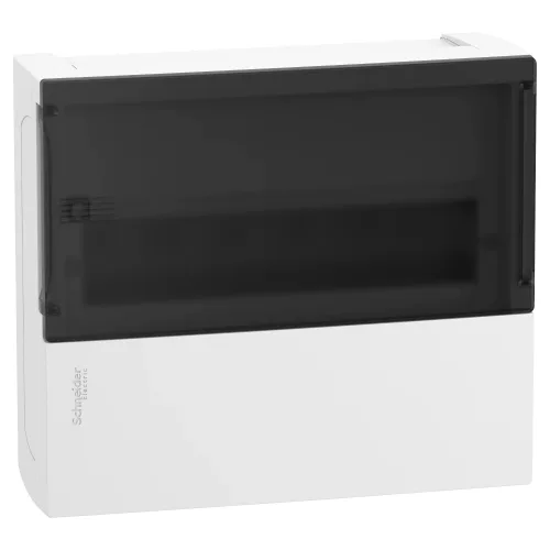 Schneider Resi9 MP MIP12112S kiselosztó, füstszínű átlátszó ajtó, falon kívüli szerelés, 1x12 modul