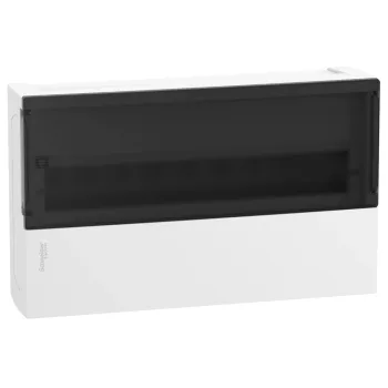 Schneider Resi9 MP MIP12118S kiselosztó, füstszínű átlátszó ajtó, falon kívüli szerelés, 1x18 modul