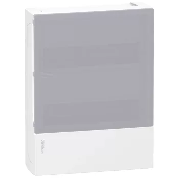 Schneider Resi9 MP MIP12212T kiselosztó, tejüveg hatású átlátszó ajtó, falon kívüli szerelés, 2x12 modul