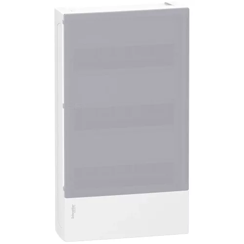 Schneider Resi9 MP MIP12312T kiselosztó, tejüveg hatású átlátszó ajtó, falon kívüli szerelés, 3x12 modul