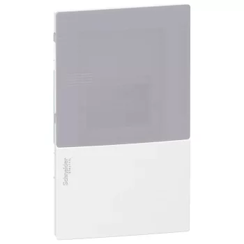 Schneider Resi9 MP MIP22104T kiselosztó, tejüveg hatású átlátszó ajtó, süllyesztett szerelés, 1x4 modul