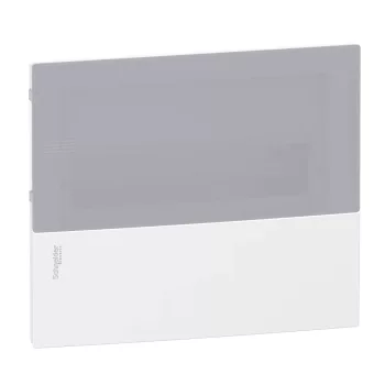 Schneider Resi9 MP MIP22112T kiselosztó, tejüveg hatású átlátszó ajtó, süllyesztett szerelés, 1x12 modul