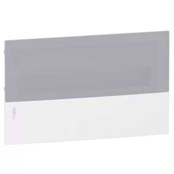 Schneider Resi9 MP MIP22118T kiselosztó, tejüveg hatású átlátszó ajtó, süllyesztett szerelés, 1x18 modul
