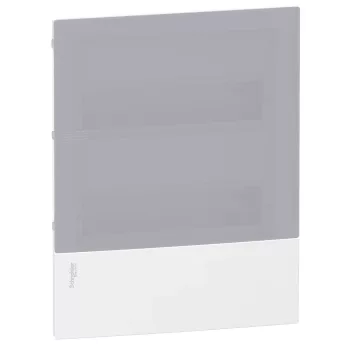 Schneider Resi9 MP MIP22212T kiselosztó, tejüveg hatású átlátszó ajtó, süllyesztett szerelés, 2x12 modul
