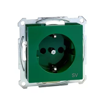   Schneider Merten MTN2300-0304 földelt csatlakozóaljzat (dugalj), gyermekvédelemmel, 2P+F, zöld burkolattal, keret nélkül, süllyesztett, 16A 250V (Merten M-Smart, M-Plan, M-Elegance)