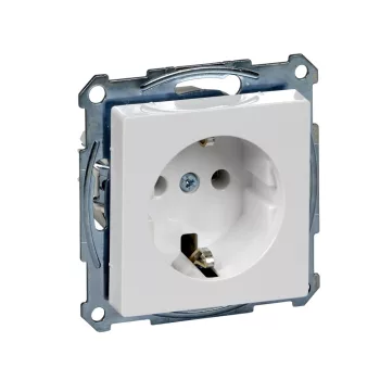   Schneider Electric Merten MTN2301-0325 Földelt csatlakozóaljzat 2P+F (dugalj), aktívfehér burkolattal, keret nélkül, süllyesztett, rugós bekötés, 16A 250V - System-M (M-Plan / M-Pure / M-Smart)