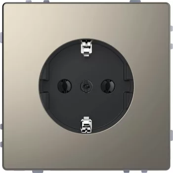   Schneider Merten MTN2301-6050 földelt csatlakozóaljzat (dugalj), 2P+F, nikkel burkolattal, keret nélkül, süllyesztett, 16A 250V (Merten D-Life)