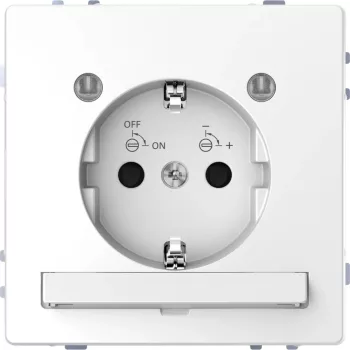   Schneider Merten MTN2304-6035 földelt csatlakozóaljzat (dugalj), gyermekvédelemmel, 2P+F, LED világítással, lótuszfehér burkolattal, keret nélkül, süllyesztett, 16A 250V (Merten D-Life)