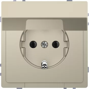  Schneider Electric Merten MTN2310-6033 Földelt csatlakozóaljzat 2P+F (dugalj), biztonsági zsaluval, csapófedéllel, szahara burkolattal, keret nélkül, süllyesztett, rugós bekötés, 16A 250V - System-D (D-Life / D-Antik)