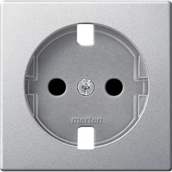   Schneider Merten MTN2331-0460 földelt csatlakozóaljzat (dugalj) burkolat, 2P+F, alumínium , süllyesztett, 16A 250V (Merten M-Smart, M-Plan, M-Elegance)