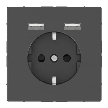   Schneider MTN2366-6034 MERTEN 2P+F aljzat, dupla USB töltővel, 16A/2.4A, D-Life, antracit