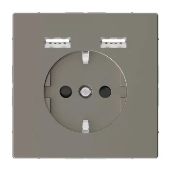   Schneider MTN2366-6050 MERTEN 2P+F aljzat, dupla USB töltővel, 16A/2.4A, D-Life, nikkel