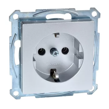   Schneider Merten MTN2401-0460 földelt csatlakozóaljzat (dugalj), 2P+F, alumínium burkolattal, keret nélkül, süllyesztett, 16A 250V (Merten M-Smart, M-Plan, M-Elegance)