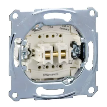   Schneider Merten MTN3153-0000 kettős nyomó (egy záró és egy nyitó érintkező) betét (2xN101), burkolat és keret nélkül, rugós bekötés, süllyesztett 10A 250V