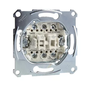   Schneider Merten MTN3526-0000 dupla váltóérintkezős kapcsoló betét (106+6), burkolat és keret nélkül, csavaros bekötés, süllyesztett 16A 250V