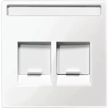   Schneider MTN4564-0319 polárfehér burkolat 2xRJ45 moduláris betétekhez, feliratozható (Merten M-Smart, M-Plan, M-Elegance)