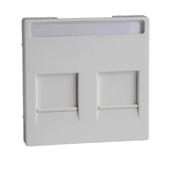   Schneider MTN4564-0325 aktív fehér (antibakteriális) burkolat 2xRJ45 moduláris betétekhez, feliratozható (Merten M-Smart, M-Plan, M-Elegance)