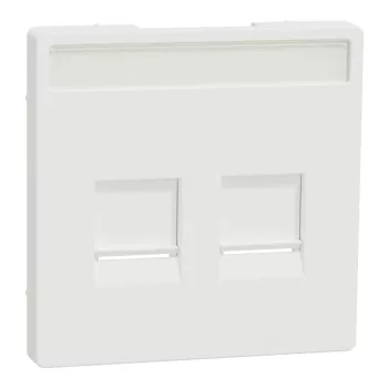 Schneider Electric Merten MTN4564-6037 Fedlap, 2xRJ45 moduláris betétekhez, feliratozható, System-D, mattfehér